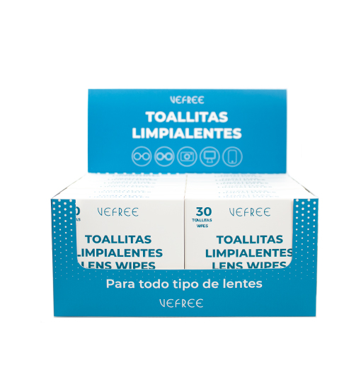 EXPOSITOR TOALLITAS LIMPIA GAFAS VEFREE 12uds