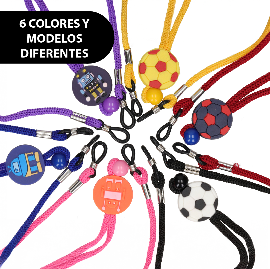 CORDÓN GAFAS  INFANTIL AJUSTABLE 6uds