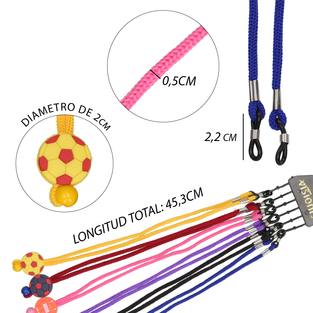 CORDÓN GAFAS  INFANTIL AJUSTABLE 6uds