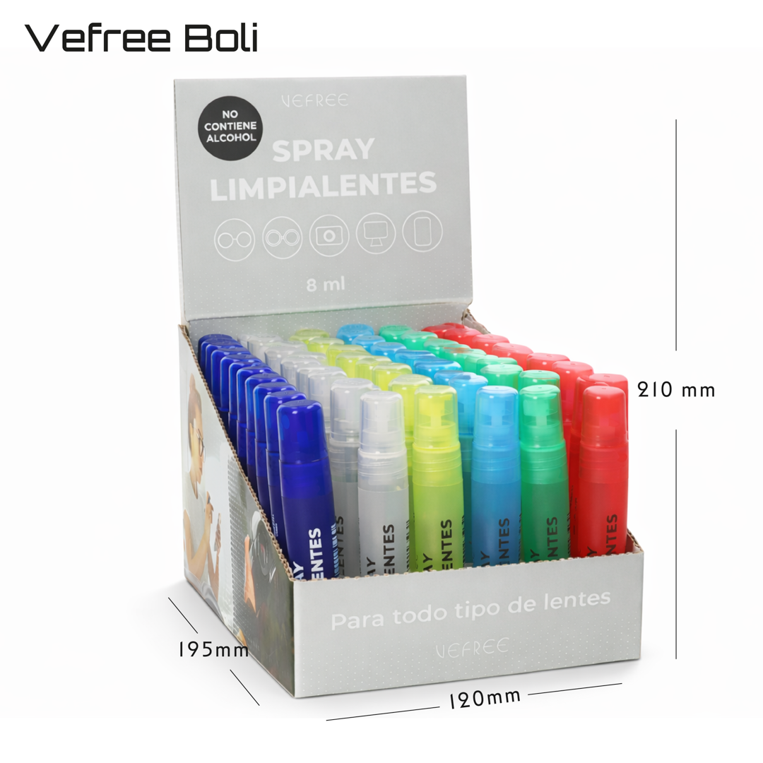 EXPOSITOR SPRAY LIMPIA GAFAS VEFREE 8ml 60uds