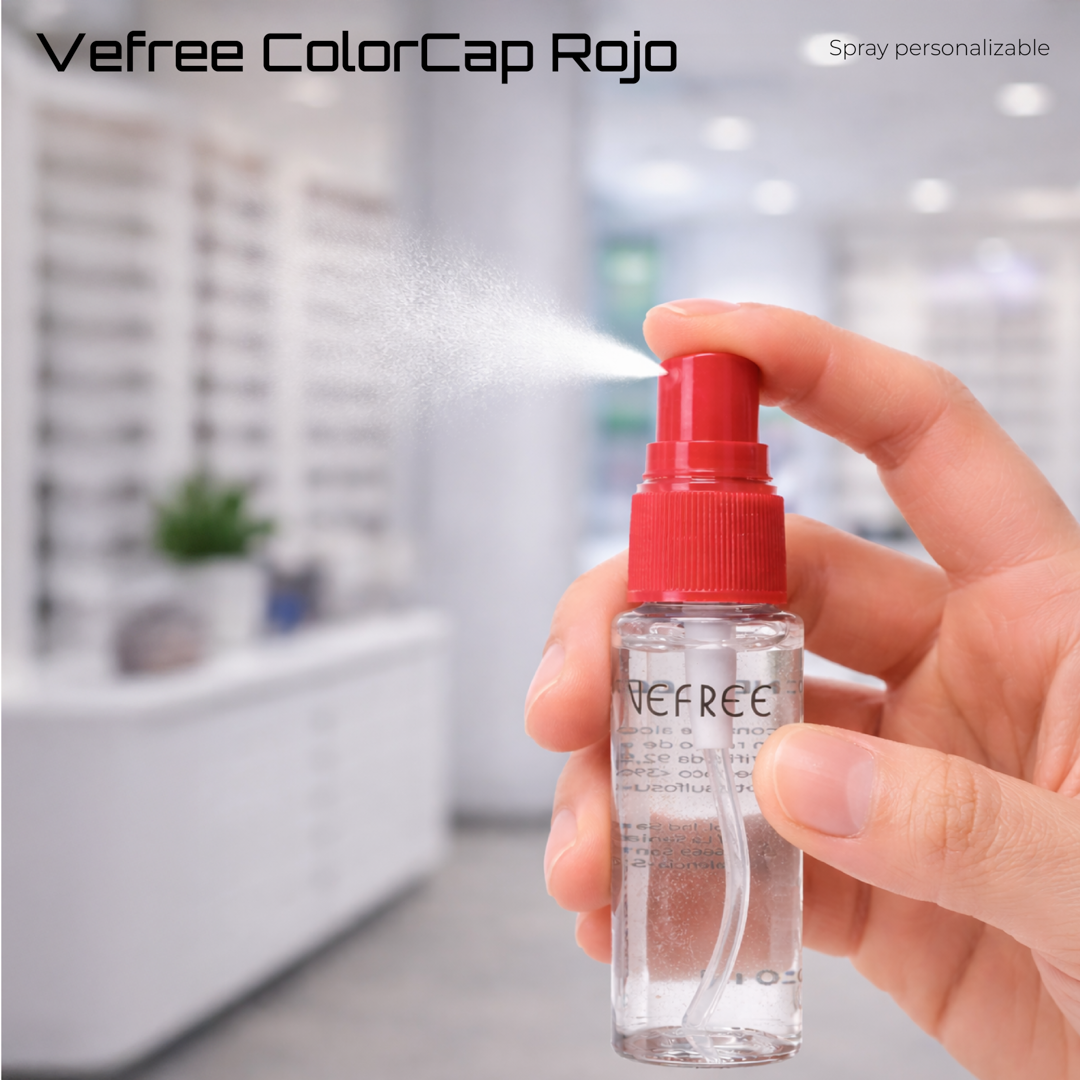 EXPOSITOR SPRAY LIMPIA GAFAS VEFREE 20ml ROJO 24uds
