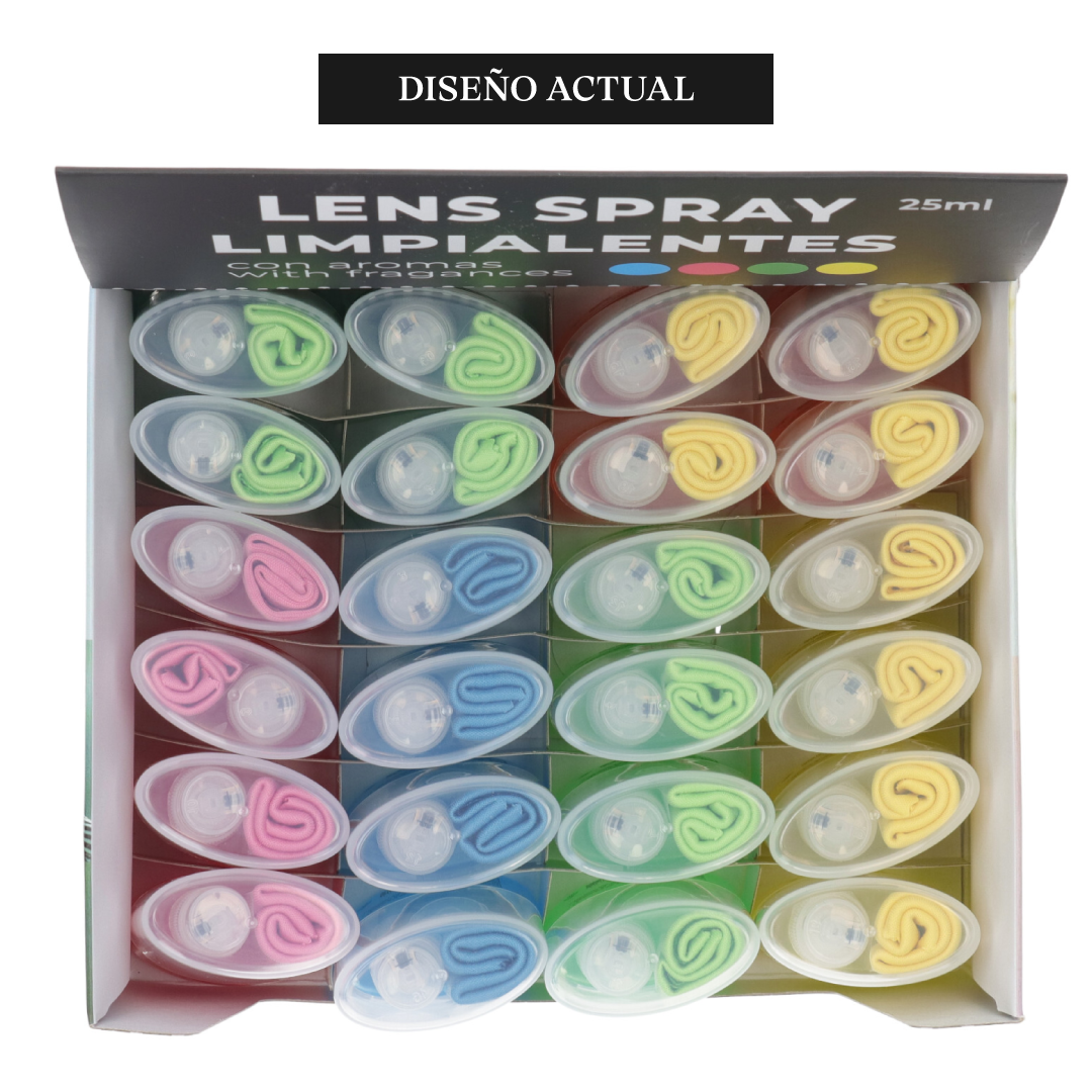 EXPOSITOR SPRAY LIMPIA GAFAS VEFREE AROMAS FRUTAL 25ml 24uds