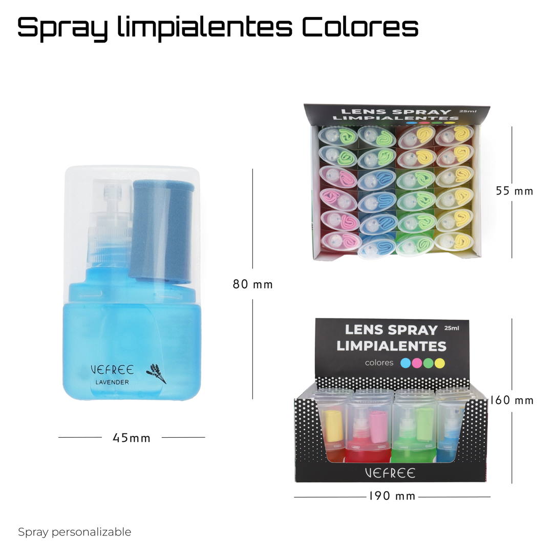 EXPOSITOR SPRAY LIMPIA GAFAS VEFREE AROMAS  25ml 24uds