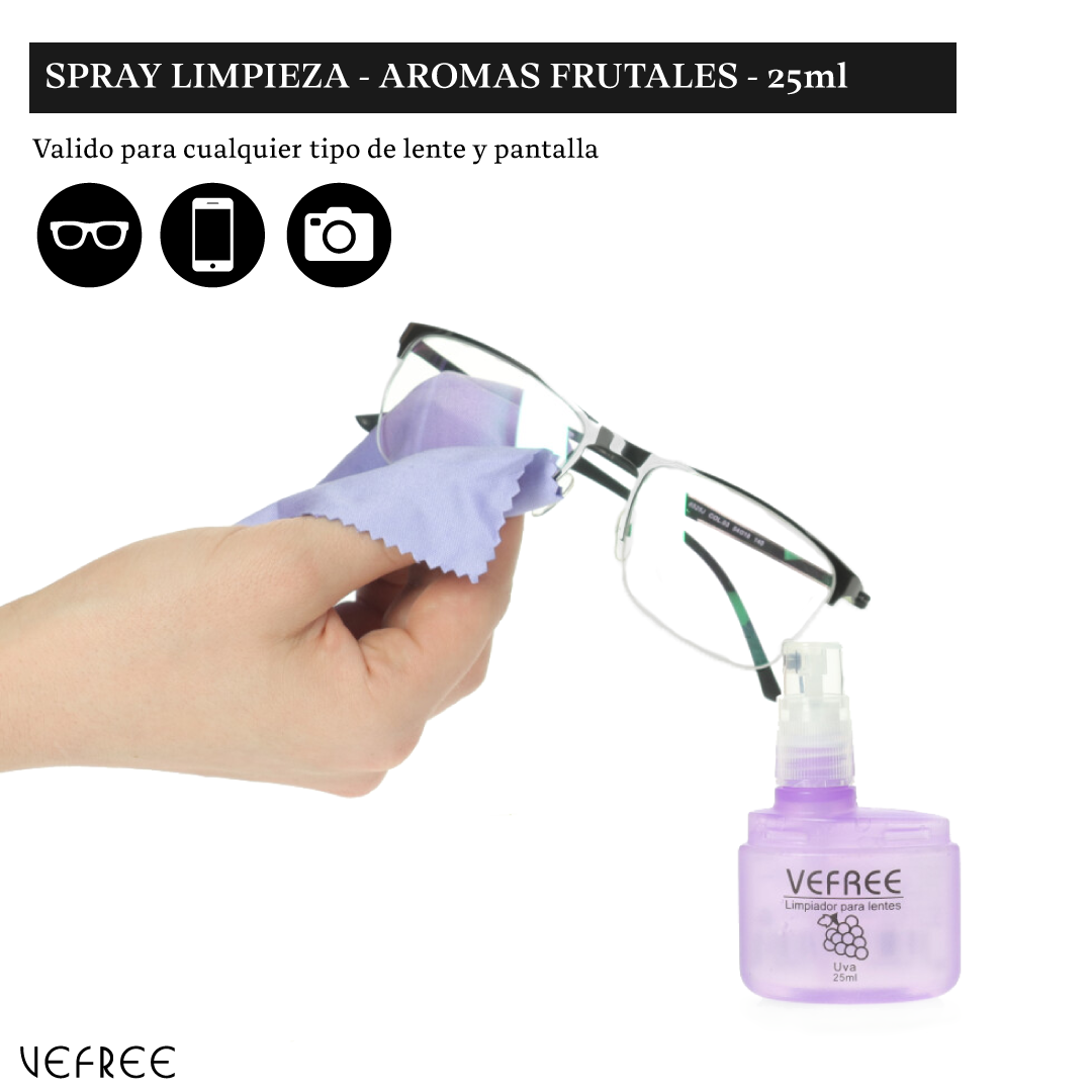 EXPOSITOR SPRAY LIMPIA GAFAS VEFREE AROMAS  25ml 24uds
