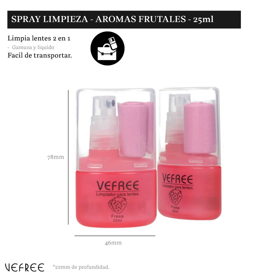 EXPOSITOR SPRAY LIMPIA GAFAS VEFREE AROMAS  25ml 24uds