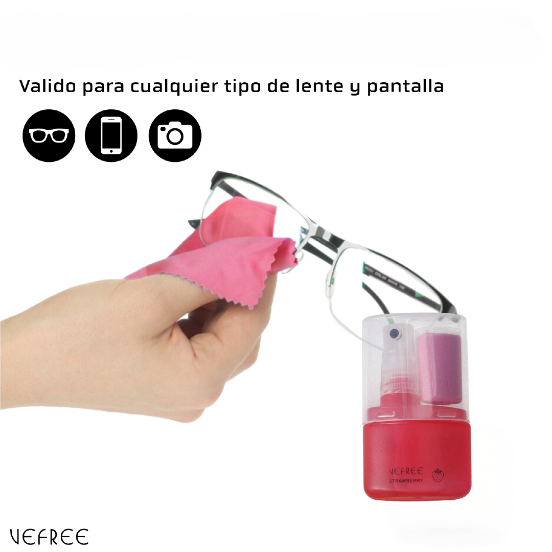 EXPOSITOR SPRAY LIMPIA GAFAS VEFREE AROMAS SURTIDO 25ml 24uds